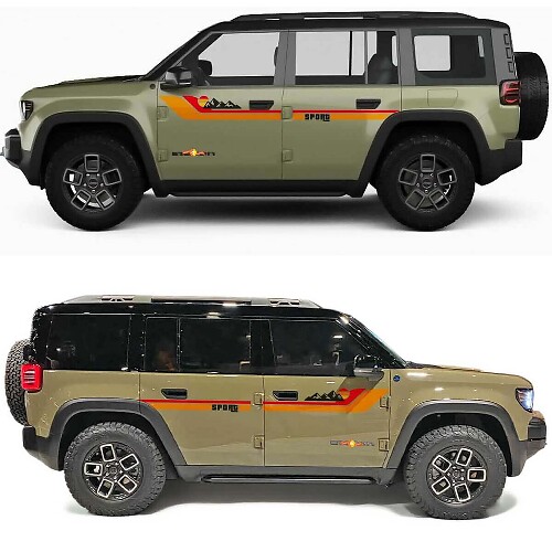 Retro Stripes Sport Sunset Side Doors Vinyl Decal for Jeep Recon 1