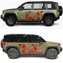 Bigfoot Worn US Flag Mountains Compass Rubicon Side Doors Vinyl Decal for Jeep Recon 3