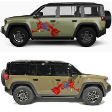 Vinyl Decal with Distressed US Flag Claw Side Doors for Jeep Recon 2