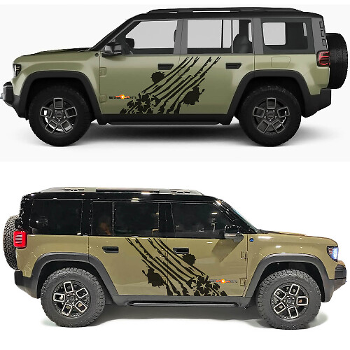 Vinyl Decal 2 Distressed US Flag Claw Side Doors for Jeep Recon