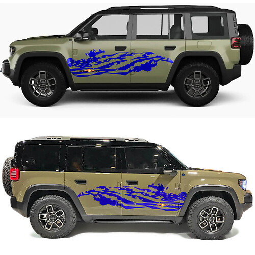 Vinyl Decal 2 de puertas laterales con bandera de EE. UU. desgastada para Jeep Recon