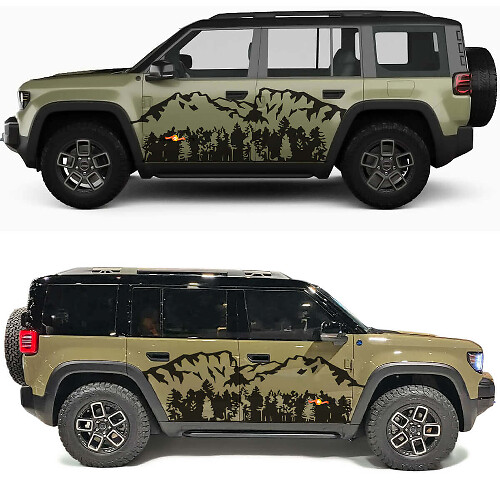 Mountains Forest Trees Side Doors Vinyl Decal for Jeep Recon