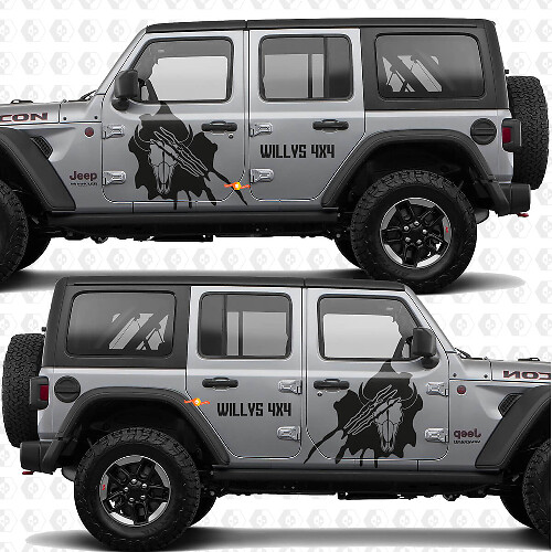 4x4 Claw Marks Skull Side Doors Vinyl decal sticker fit Jeep Wrangler