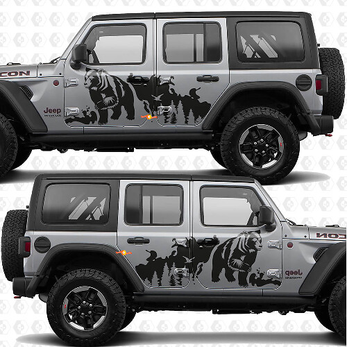 Bear Trees Splash Side Doors Vinyl decal sticker fit Jeep Wrangler