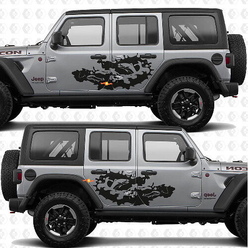 Fishing Rod Trout Water Splash Side Doors Vinyl decal sticker fit Jeep Wrangler