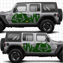 Deer Antlers Forest Line Side Doors Vinyl decal sticker fit Jeep Wrangler 2