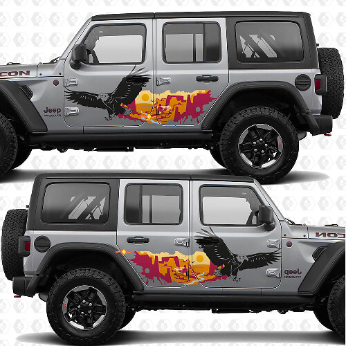 Bald Eagle Sunset Desert Canyon Side Doors Vinyl decal sticker fit Jeep Wrangler