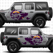 Autocollant en vinyle Sunset Splash Overland Mountains pour portes latérales, compatible avec Jeep Wrangler 2