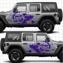 Autocollant en vinyle Sunset Splash Overland Mountains pour portes latérales, compatible avec Jeep Wrangler 3