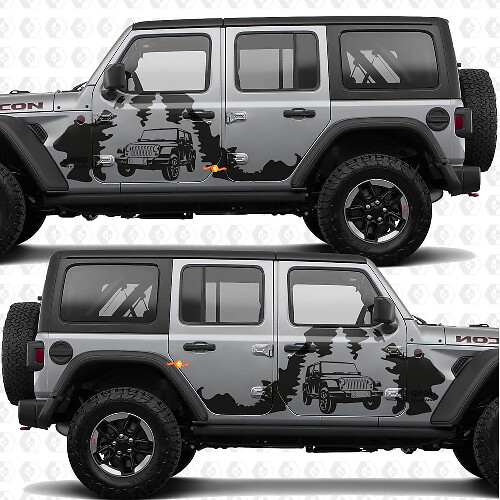 Overland Forest Splash Side Doors Vinyl decal sticker fit Jeep Wrangler