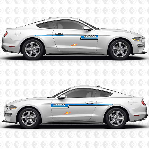 S550 Bullitt Dual Parallel Stripes Side Doors Vinyl Decals Stickers for Ford Mustang 1