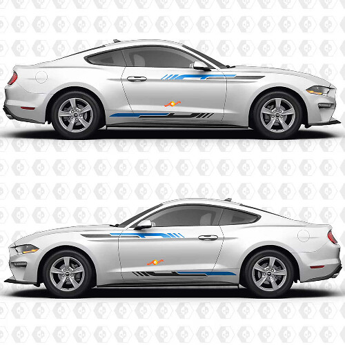 S550 Clean Line Stripe Side Doors Vinyl Decals Stickers for Ford Mustang 1