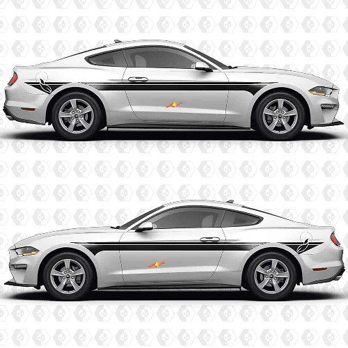 S550 EcoBoost Premium Dual Parallel Stripes Side Doors Vinyl Decals Stickers for Musclecar Musclecarmodel