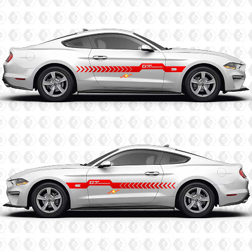 S550 GT Premium Centre Thick Stripe Split Side Doors Vinyl Decals Stickers for Ford Mustang 1
