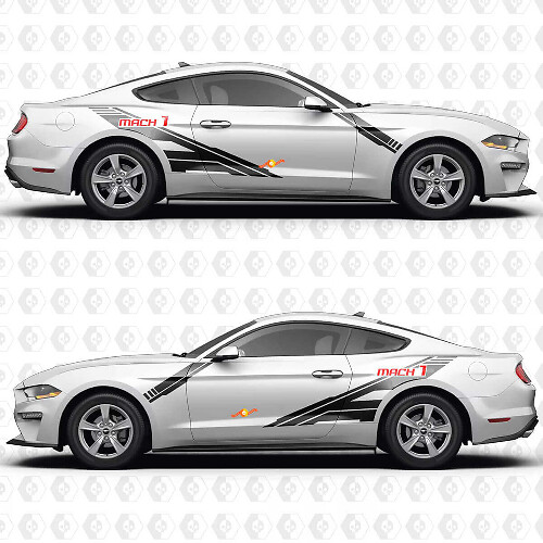 S550 Mach 1 Forward Slash Design Side Doors Vinyl Decals Stickers for Ford Mustang 1