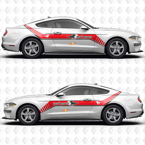 S550 Offset Side Stripe Dark Horse Side Doors Vinyl Decals Stickers for Ford Mustang 1