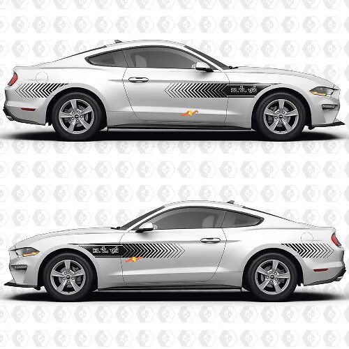 S550 Speed Line Pattern 37L V6 Side Doors Vinyl Decals Stickers for Ford Mustang