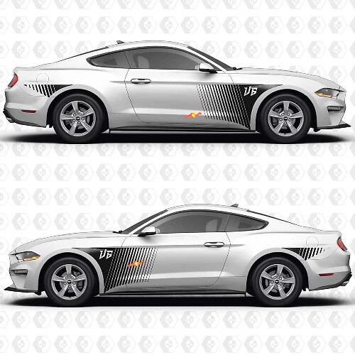 S550 Speed Line Pattern V6 Side Doors Vinyl Decals Stickers for Ford Mustang 1