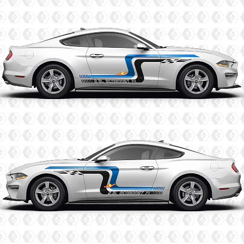 Vintage Racing Blocks 2.3L EcoBoost I4 Side Doors Vinyl Decals Stickers for Ford Mustang