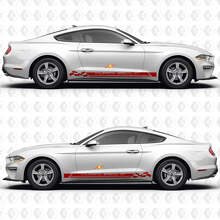 California Special GT Triple Racing Stripes Chequered Flag Side Door Rocker Panel Vinyl Decals Stickers for Ford Mustang 3