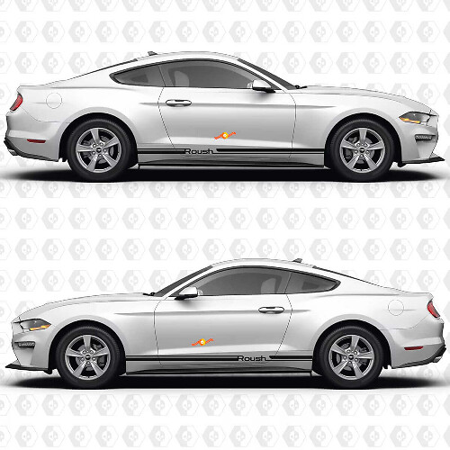 Adhesive Vinyl Decals Minimal Accent Stripe Roush Side Door Rocker Panel for Ford Mustang 1
