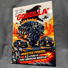 7.3L Godzilla Monster Power Brillant Panneau Mural en Acrylique pour Garage 3