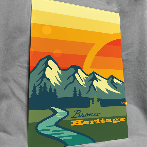 Panneau d'art mural en acrylique brillant Heritage pour les fans de Bronco