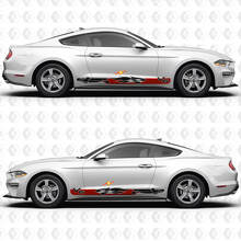 V6 Mustang Checkered Flag Inspired Side Door Rocker Panel Vinyl Decals Stickers for Ford Mustang 3