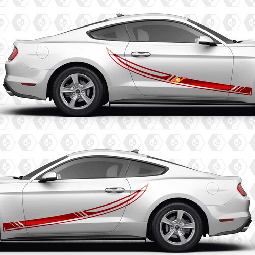 Racing Stripes Side Door Vinyl Decal Sticker for Ford Mustang_1