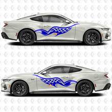 Checkered Flag Inspired Side Door Vinyl Decals Stickers for Ford Mustang 2