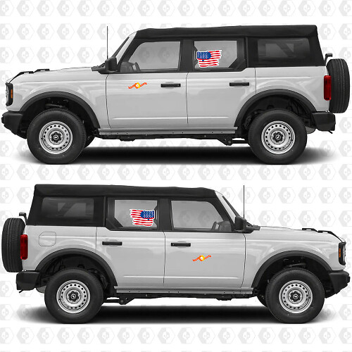 Distressed US Flag Side Doors Vinyl Decal Sticker For Ford Bronco 1