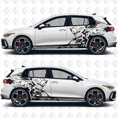 Pikachu Lightning Abstract Graphic Side Door Rear Quarter Vinyl Decal Stickers for Volkswagen Golf