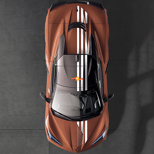 Jeu d'autocollants bandes drapeau américain pour Chevrolet Corvette C8 1