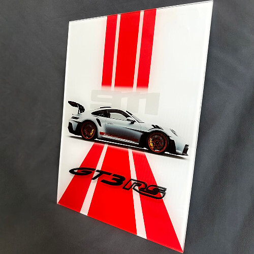 GT3 RS Inspired Glossy Acrylic Garage Wall Art Panel