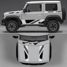 Rhino Edition Abstract Lines Graphic Side Doors and Bonnet Vinyl Decals for Suzuki Jimny 3