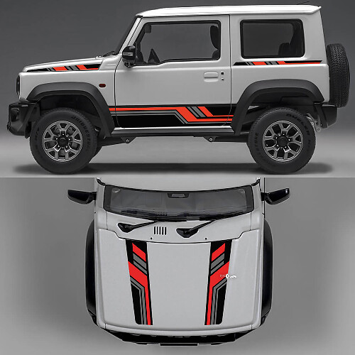 Rhino Edition Abstrakte Linien Grafik Seiten Türen und Motorhauben Vinyl Aufkleber 2 für Suzuki Jimny