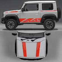 Rhino Edition Honeycombs Abstract Lines Graphic Side Doors and Bonnet Vinyl Decals for Suzuki Jimny 2