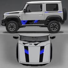Rhino Edition Honeycombs Abstract Lines Graphic Side Doors and Hood Vinyl Decals 2 for Suzuki Jimny 2