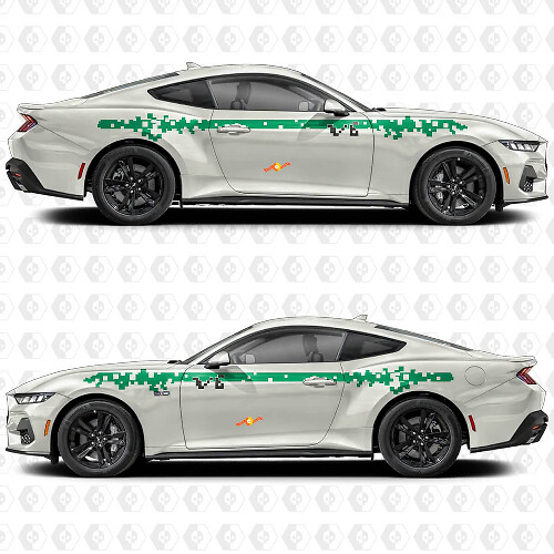Digital Pixel Stripe Side Door Vinyl Decal Stickers 2 for Ford Mustang 1