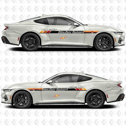 Nite Pony Package Sunset Retro Gradient Style Stripe Side Door Vinyl Decal Sticker Graphics for Ford Mustang