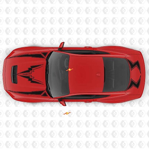 Lightning Bolt Stripe Bonnet and Boot Vinyl Decal Sticker Graphics for Ford Mustang 1