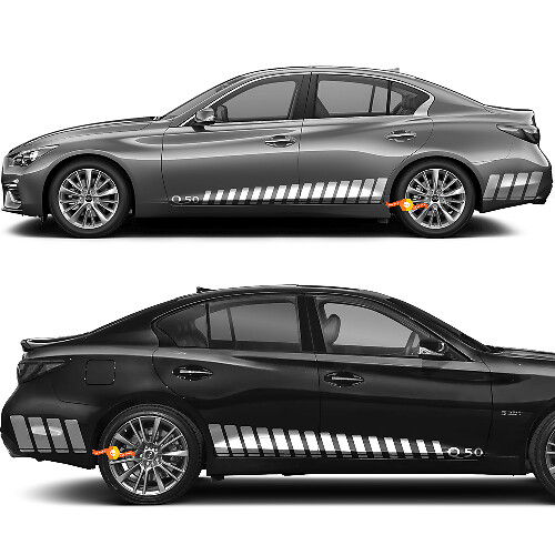 Rocker Panel Vertical strobe Racing Stripes Vinyl Decal Sticker for INFINITI Q50 Q60 1