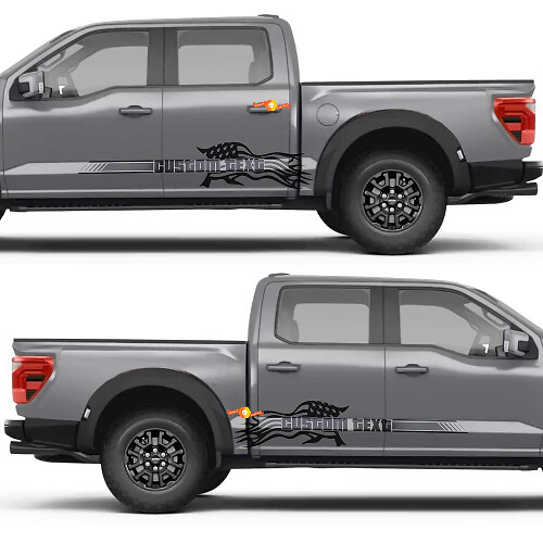 Vinyl Decal Sticker with American Flag Integrated Side Doors for Ford F-150 1
