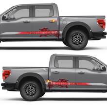 Vinyl Decal Sticker with American Flag Integrated Side Doors for Ford F-150 3
