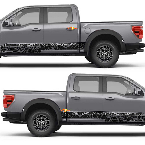 Topographic Map Pattern Side Doors Rocker Panel Vinyl Decal Sticker for Ford F-150 1