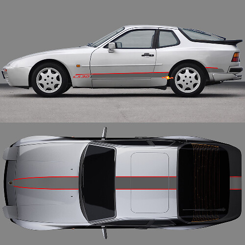3.0 CS Stripes Sides Hood Roof Kit - Custom Vinyl Decal Graphics for Porsche 944 style 2