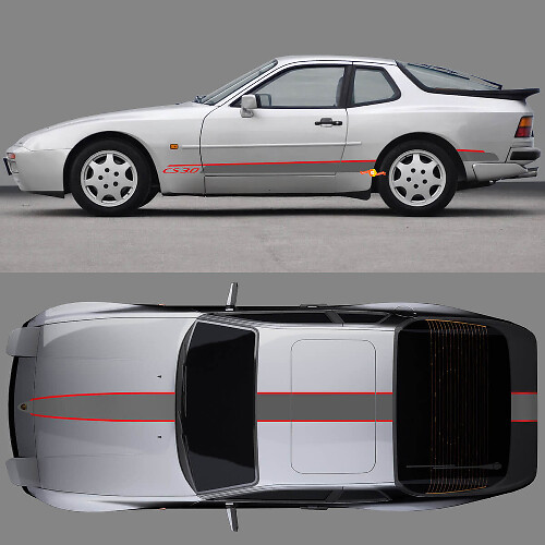 CS 30 Side Hood and Roof Stripe Vinyl Decal Kit for Porsche 944