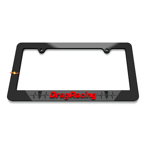 Drag Racing in my heart Black Grey Acrylic License Plate Frame 1