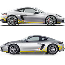 Checkered Flag Side Stripe Vinyl Decal Kit for Porsche 718 Cayman_3