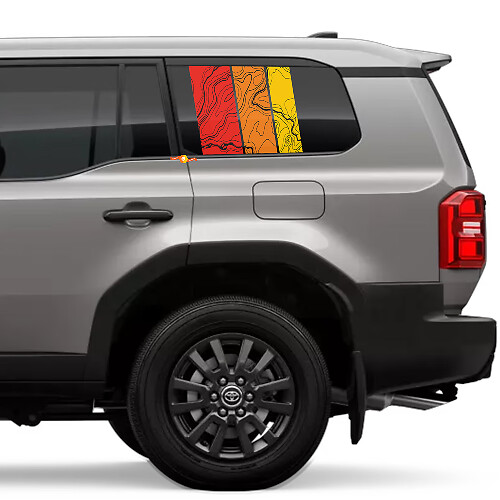 Heritage Stripes Retro Topographic Window Rear Side Decals Vinyl Stickers Graphic for Toyota Land Cruiser 1
